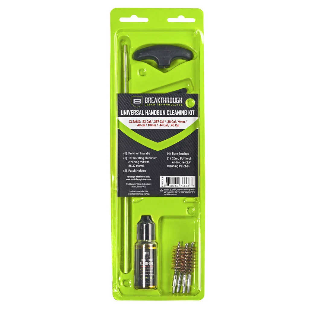 BREAKTHROUGH® BCT PP UNIVERZÁLNA ČISTIACA SADA PIŠTOĽ – .22 CAL / .357 CAL / .38 CAL / 9MM / .40 CAL / 10MM / .44 CAL / .45 CAL